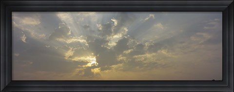 Framed Low angle view of sun shinning behind cloud, Luxembourg City, Luxembourg Print