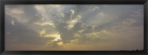 Framed Low angle view of sun shinning behind cloud, Luxembourg City, Luxembourg Print