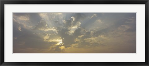 Framed Low angle view of sun shinning behind cloud, Luxembourg City, Luxembourg Print