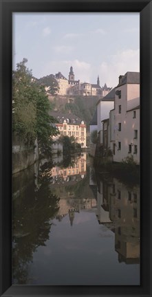 Framed Luxembourg, Luxembourg City, Alzette River Flowing through Grund District Print