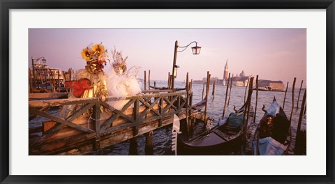 Framed Italy, Venice, St Mark&#39;s Basin, people dressed for masquerade Print