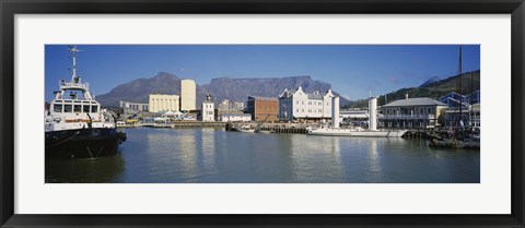 Framed Boats Docked At A Harbor, Cape Town, South Africa Print