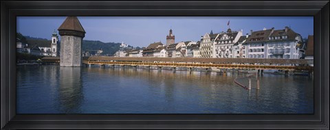 Framed Covered bridge over a river, Chapel Bridge, Reuss River, Lucerne, Switzerland Print
