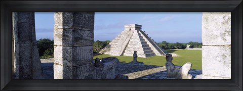 Framed Pyramid in a field, El Castillo, Chichen Itza, Yucatan, Mexico Print