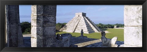 Framed Pyramid in a field, El Castillo, Chichen Itza, Yucatan, Mexico Print