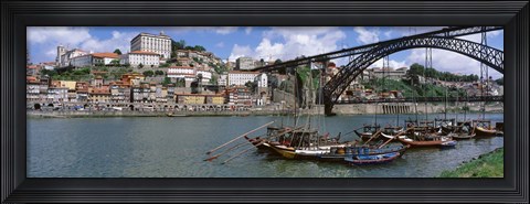 Framed Bridge Over A River, Dom Luis I Bridge, Douro River, Porto, Douro Litoral, Portugal Print