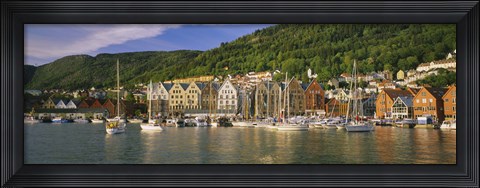 Framed Boats in a River, Bergen, Hordaland, Norway Print