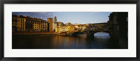 Framed Bridge Across A River, Arno River, Ponte Vecchio, Florence, Italy Print