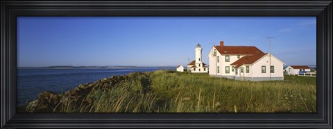 Framed Lighthouse on a landscape, Ft. Worden Lighthouse, Port Townsend, Washington State, USA Print
