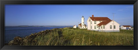 Framed Lighthouse on a landscape, Ft. Worden Lighthouse, Port Townsend, Washington State, USA Print