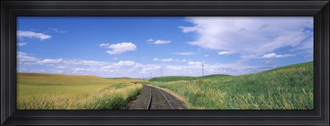 Framed Railroad track passing through a field, Whitman County, Washington State, USA Print