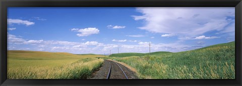 Framed Railroad track passing through a field, Whitman County, Washington State, USA Print