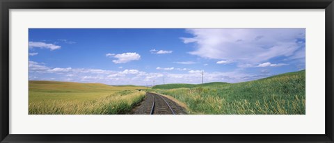 Framed Railroad track passing through a field, Whitman County, Washington State, USA Print