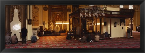 Framed Group of people praying in a mosque, Ulu Camii, Bursa, Turkey Print