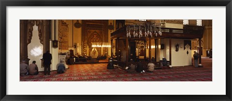 Framed Group of people praying in a mosque, Ulu Camii, Bursa, Turkey Print