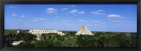 Framed Pyramid Of The Magician Uxmal, Yucatan Peninsula, Mexico Print