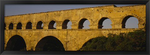 Framed High section view of an ancient aqueduct, Pont Du Gard, Nimes, Provence, France Print