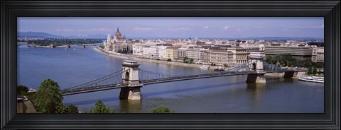 Framed Aerial View, Bridge, Cityscape, Danube River, Budapest, Hungary Print
