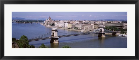 Framed Aerial View, Bridge, Cityscape, Danube River, Budapest, Hungary Print