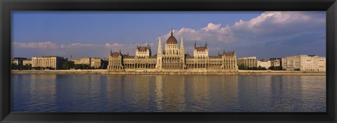 Framed Parliament building at the waterfront, Danube River, Budapest, Hungary Print