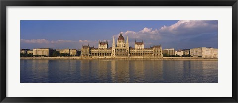 Framed Parliament building at the waterfront, Danube River, Budapest, Hungary Print