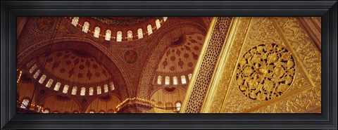 Framed Low angle view of ceiling of a mosque with ionic tiles, Blue Mosque, Istanbul, Turkey Print
