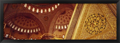 Framed Low angle view of ceiling of a mosque with ionic tiles, Blue Mosque, Istanbul, Turkey Print