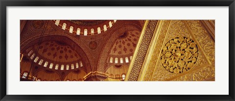 Framed Low angle view of ceiling of a mosque with ionic tiles, Blue Mosque, Istanbul, Turkey Print