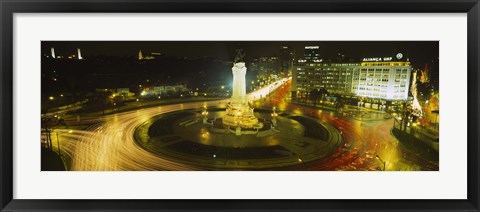 Framed High angle view of traffic moving around a statue, Marques De Pombal Square, Lisbon, Portugal Print