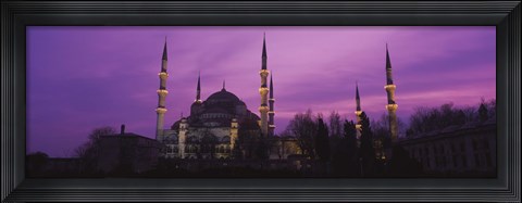 Framed Blue Mosque with Purple Sky, Istanbul, Turkey Print