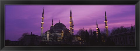 Framed Blue Mosque with Purple Sky, Istanbul, Turkey Print