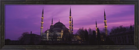 Framed Blue Mosque with Purple Sky, Istanbul, Turkey Print