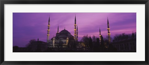 Framed Blue Mosque with Purple Sky, Istanbul, Turkey Print