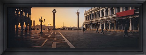 Framed People Walking Across A Street, The Piazetta With Palazzo Ducale And Libreria Vecchia, Venice, Italy Print