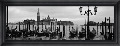 Framed Gondolas with a church in the background, Church Of San Giorgio Maggiore, San Giorgio Maggiore, Venice, Veneto, Italy Print