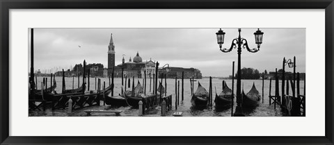 Framed Gondolas with a church in the background, Church Of San Giorgio Maggiore, San Giorgio Maggiore, Venice, Veneto, Italy Print