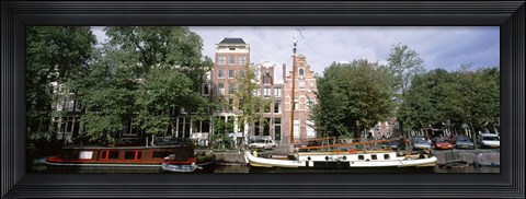 Framed Netherlands, Amsterdam, Boats in canal Print