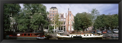 Framed Netherlands, Amsterdam, Boats in canal Print