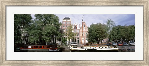 Framed Netherlands, Amsterdam, Boats in canal Print
