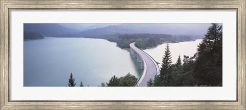 Framed Germany, Bavaria, Bridge over Sylvenstein Lake Print
