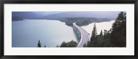 Framed Germany, Bavaria, Bridge over Sylvenstein Lake Print