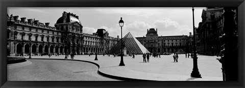 Framed Louvre Museum, Paris, France (black and white) Print