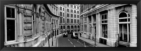 Framed Buildings along a road, London, England Print