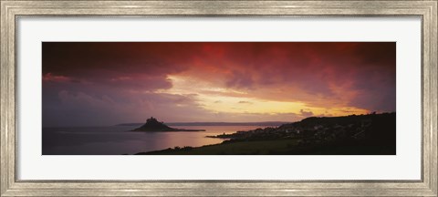 Framed Clouds over an island, St. Michael&#39;s Mount, Cornwall, England Print