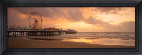 Framed Ferris wheel near a pier, Central Pier, Blackpool, Lancashire, England Print