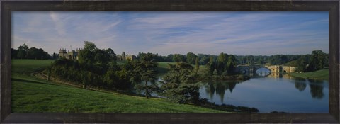 Framed Reflection of trees and a bridge in water, Blenheim Palace, Woodstock, Oxfordshire, England Print