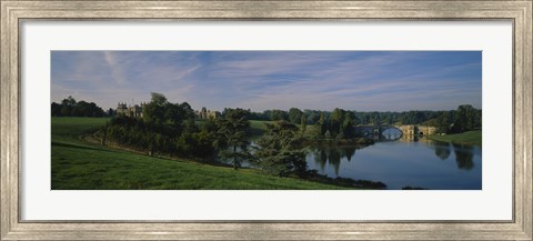Framed Reflection of trees and a bridge in water, Blenheim Palace, Woodstock, Oxfordshire, England Print