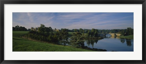 Framed Reflection of trees and a bridge in water, Blenheim Palace, Woodstock, Oxfordshire, England Print