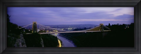 Framed Bridge over a river, Clifton Suspension Bridge, Bristol, England Print