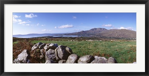 Framed UK, Ireland, Beara Peninsula, Rocks in front of Caha Mountains Print